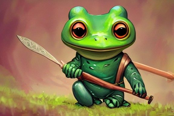 Chibi Frog Knight in Lush Forest