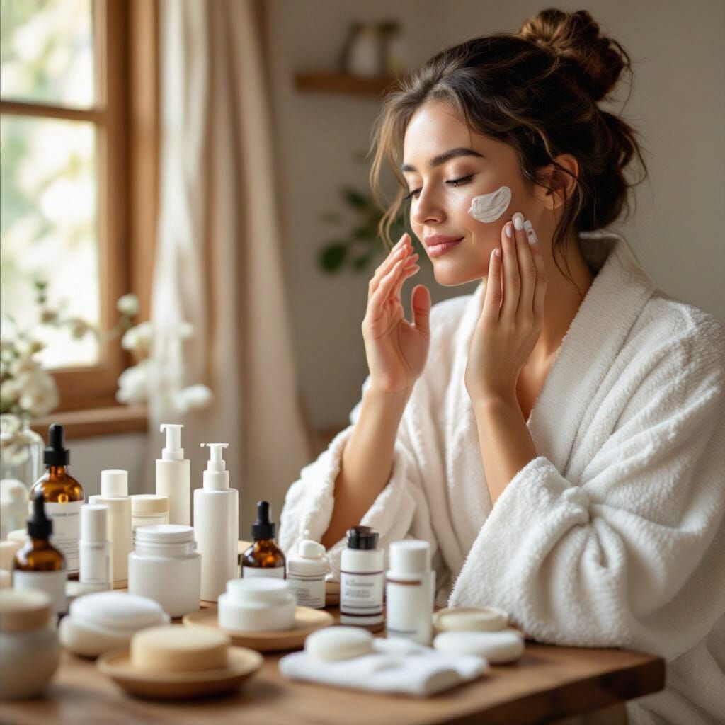 Woman Applying Scar Cream with Intimate, Emotive Style