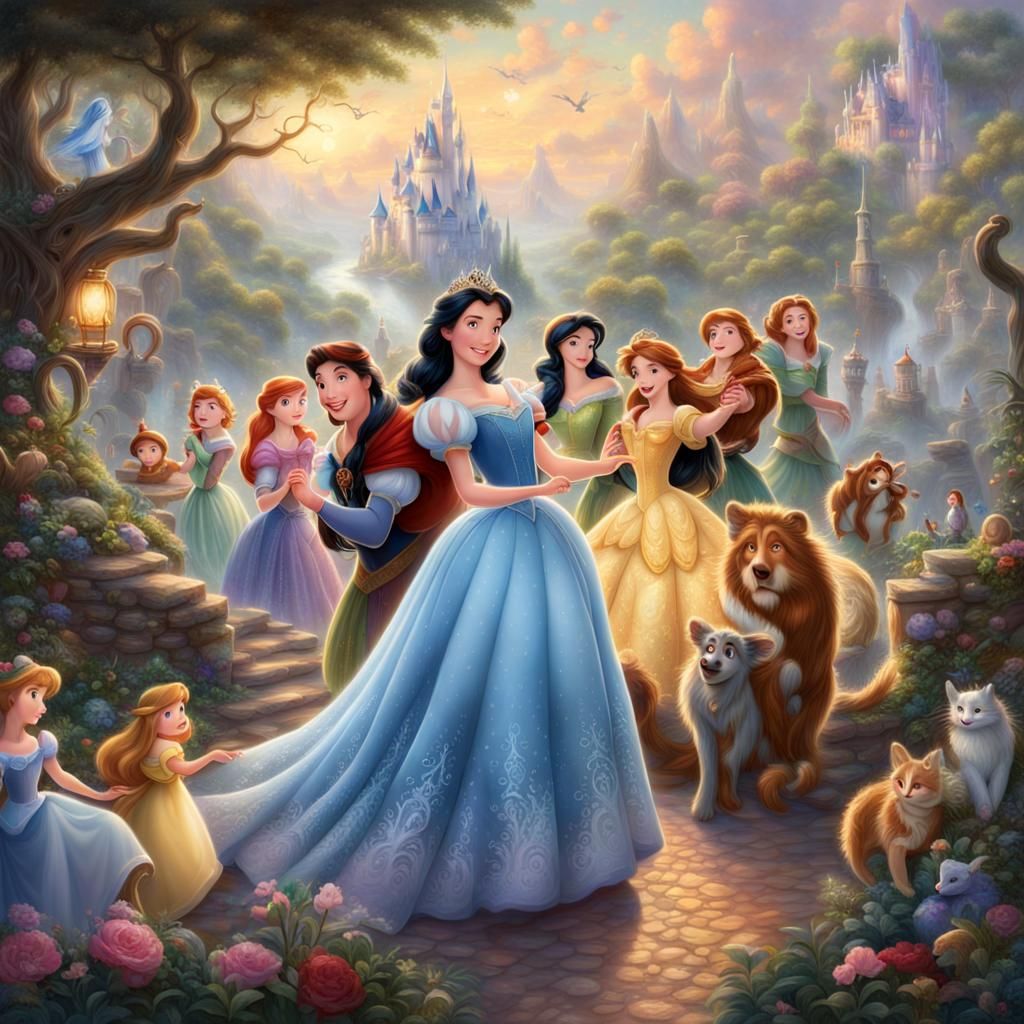 Disney Princesses Selfie in Ethereal Fantasy Style