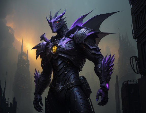 Cyberpunk Dragon Fantasy Concept Art