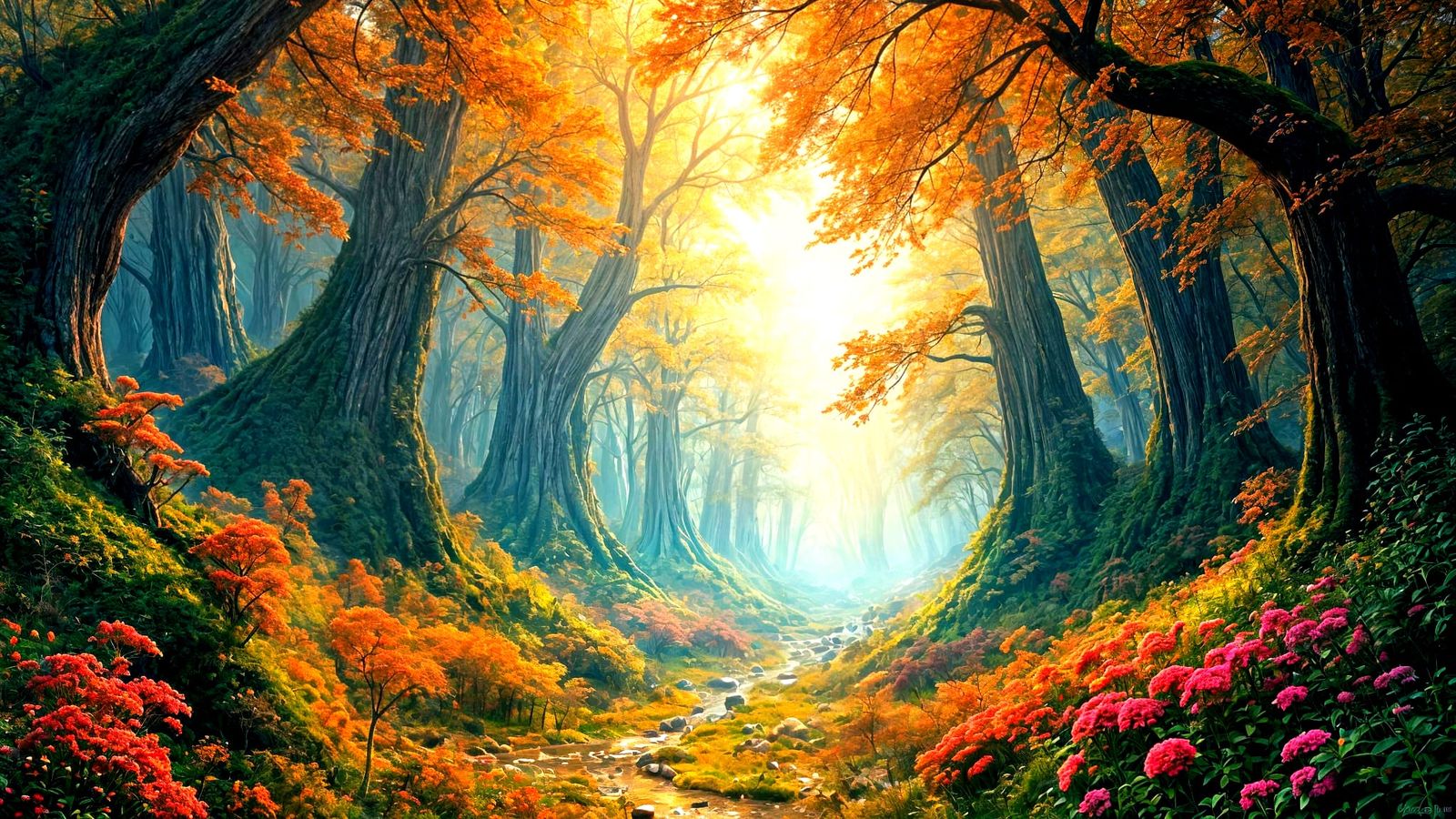 Fantasy Novel Cover: Maximalist Autumn Landscape