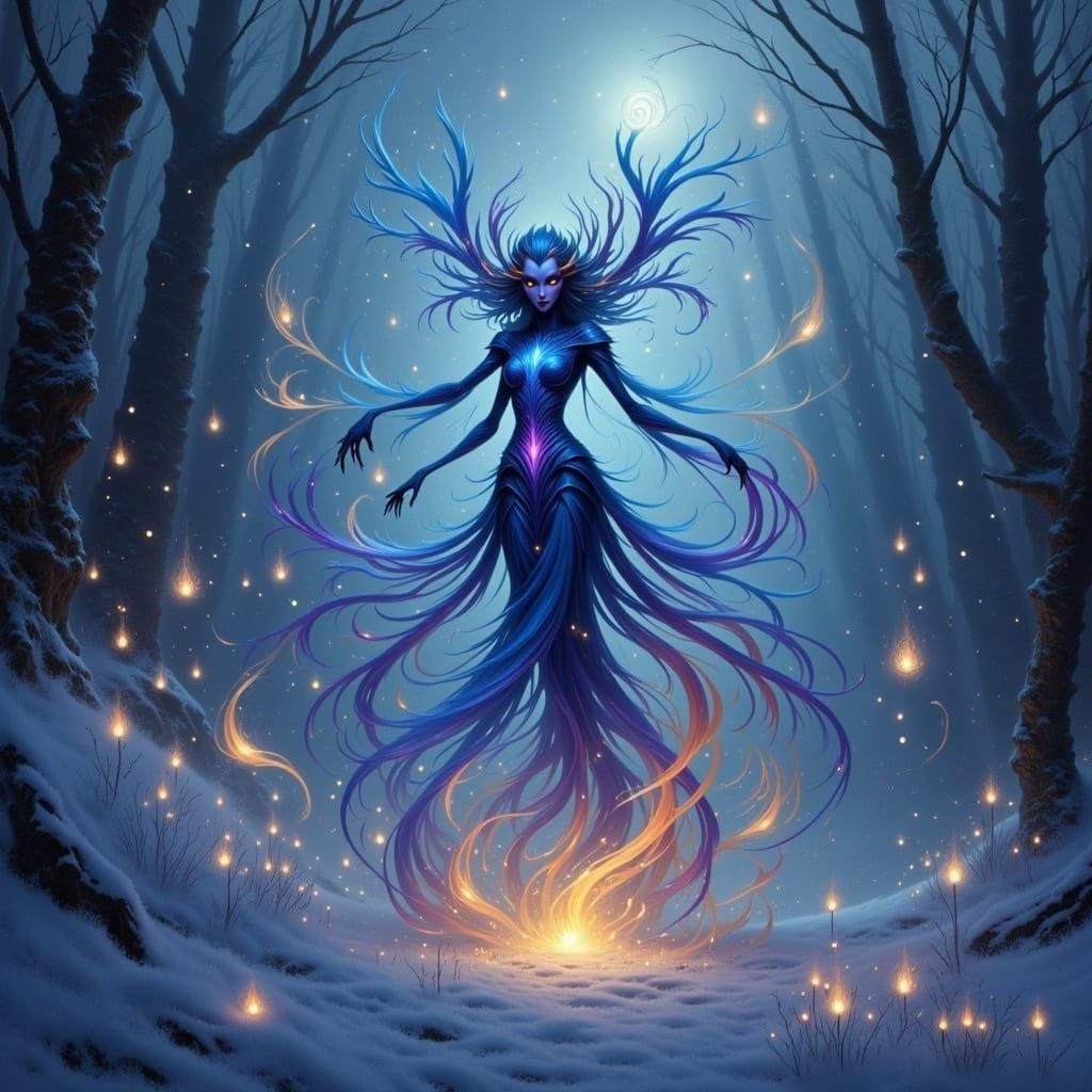 Ethereal Wisp Creature in Iridescent Snowscape by Klee