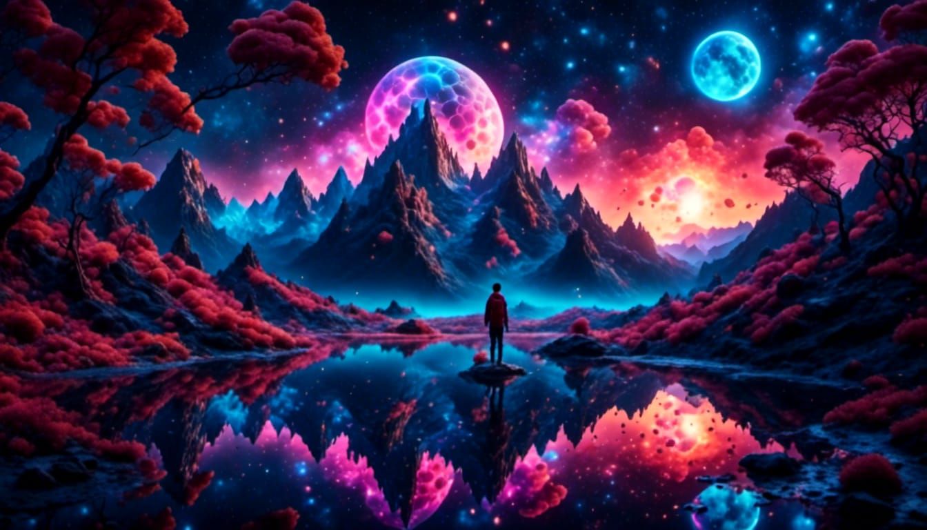 Cosmic Galactic Spacescape in Vibrant Digital Art