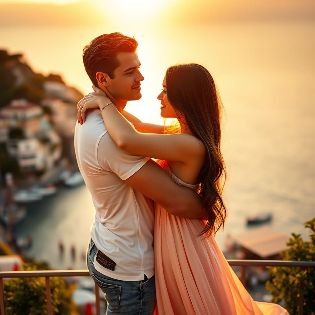 Charming Italian Island Sunset Embrace