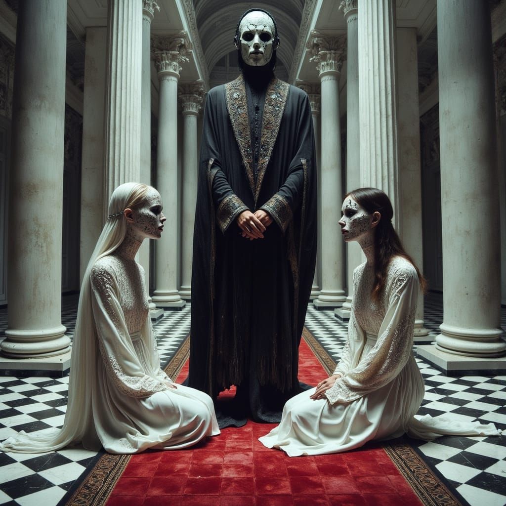 Ethereal Women Before a Shattered Reflection