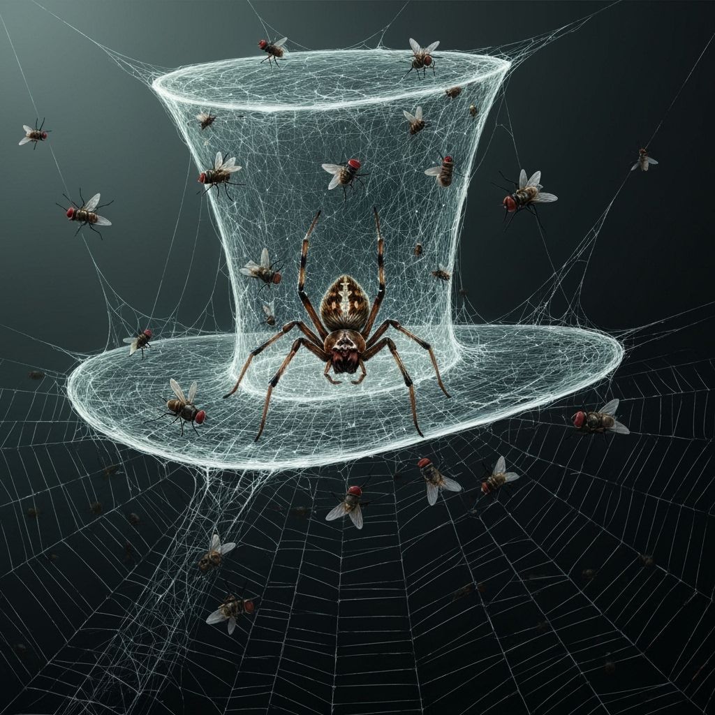 Spider Crafts Top Hat Web with Trapped Flies