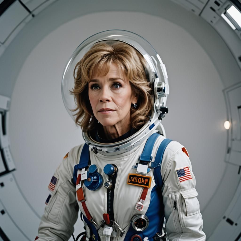 Jane Fonda in a space suit