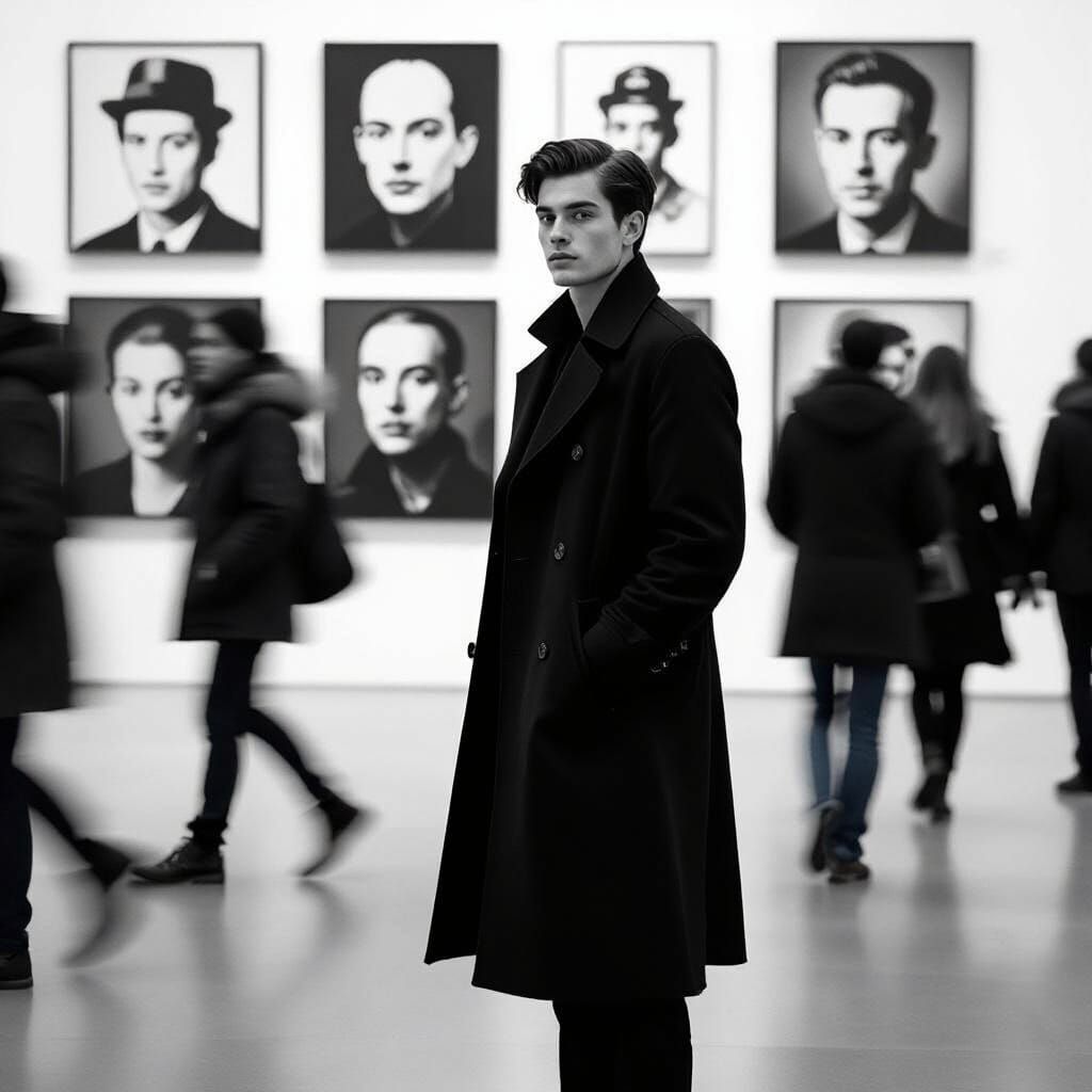 Candid Black and White Gallery Portrait