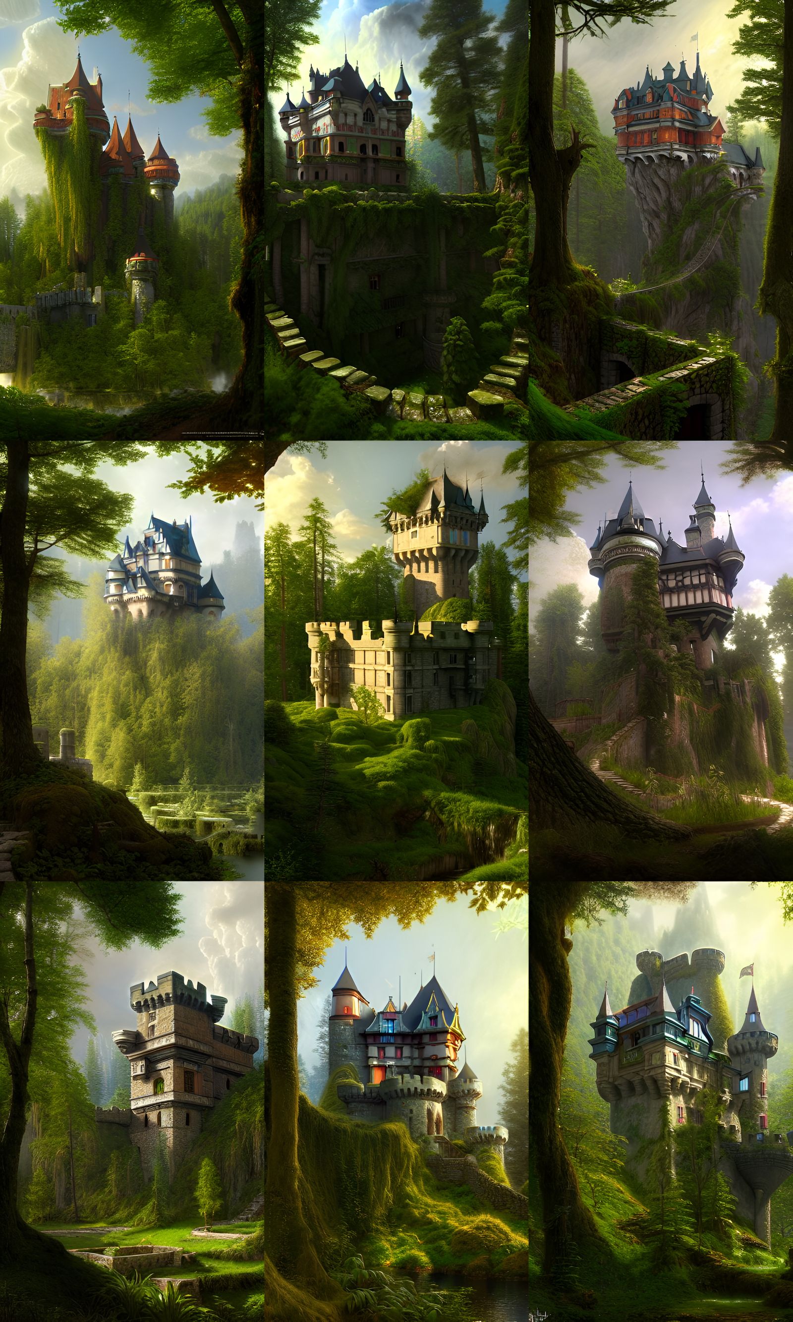 Serene Forest Castle in Photorealistic Style