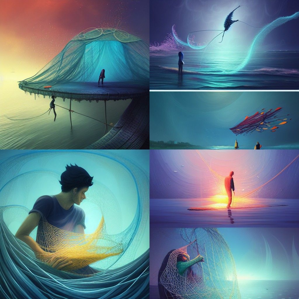 Planetary Fishing Net in Fantasy Digital Art