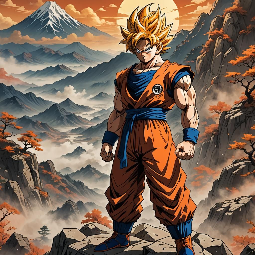 Goku in Dragon Ball Z Style Manga Art