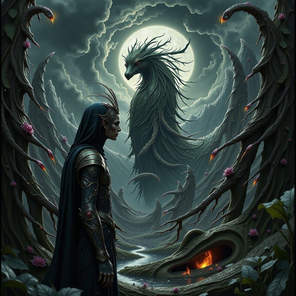 Somber Figure at the Edge of Apocalypse