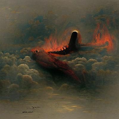 Infernal Plane Crash in Horror Style