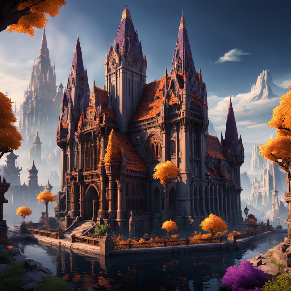 Epic Lego Cityscape of Neverwinter in Dark Fantasy Style