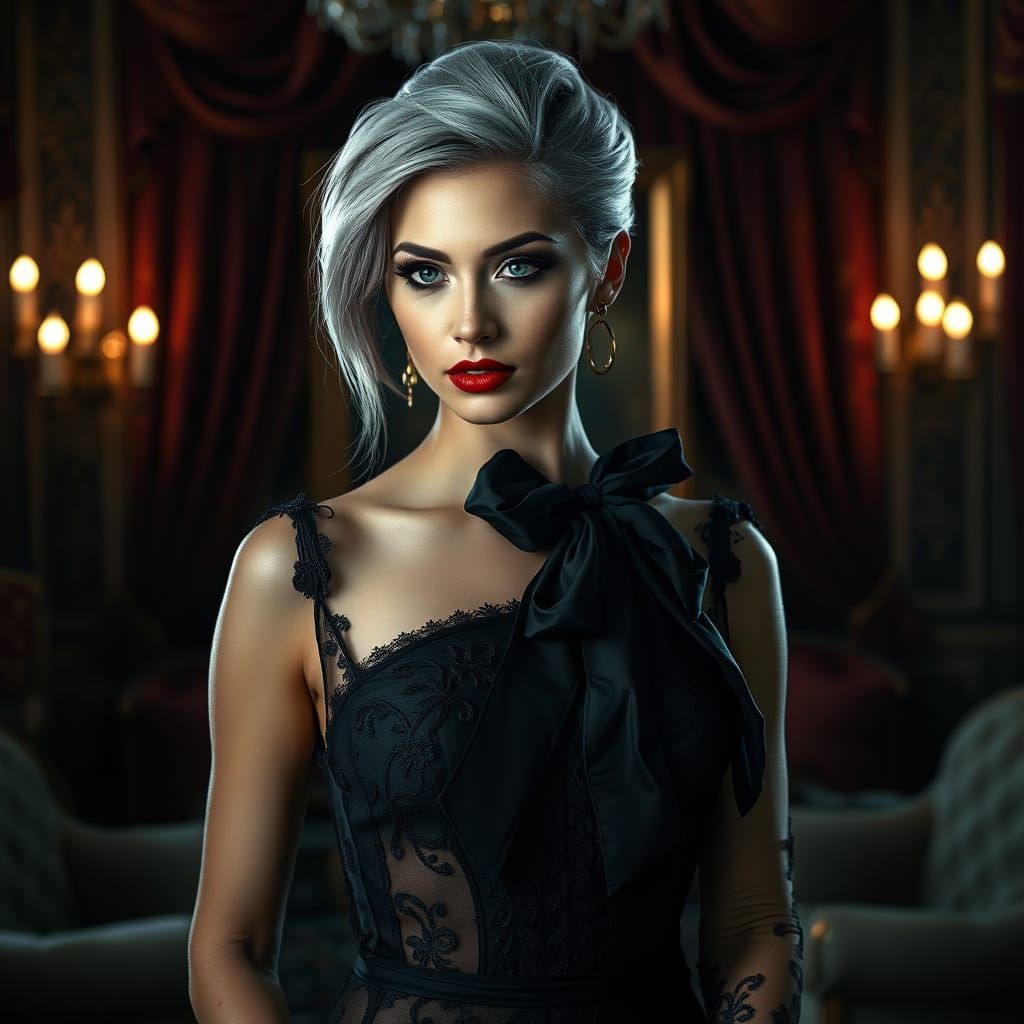 Elegant Woman in Lavish Boudoir