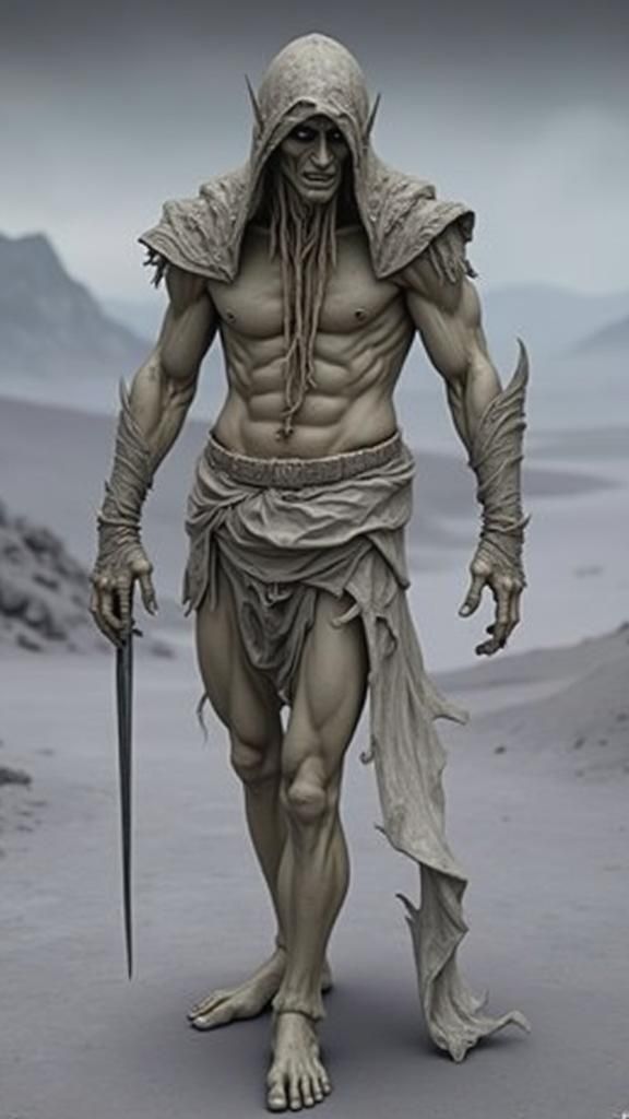 Icy Pale Demon with Platinum Hair, Gothic Style