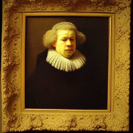 Renaissance Man Reading, Rembrandt-Style Oil Painting