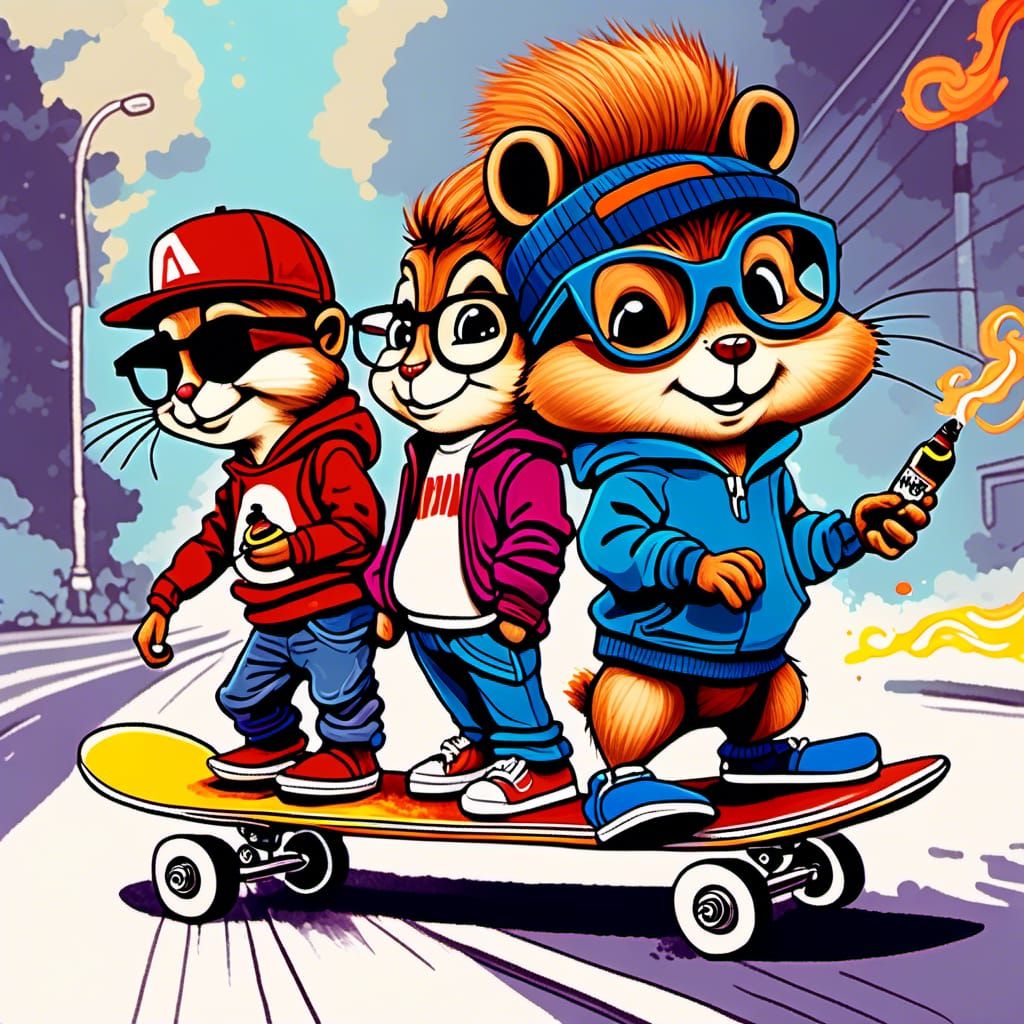 Alvin and the Chipmunks as Hipster Skateboarders
