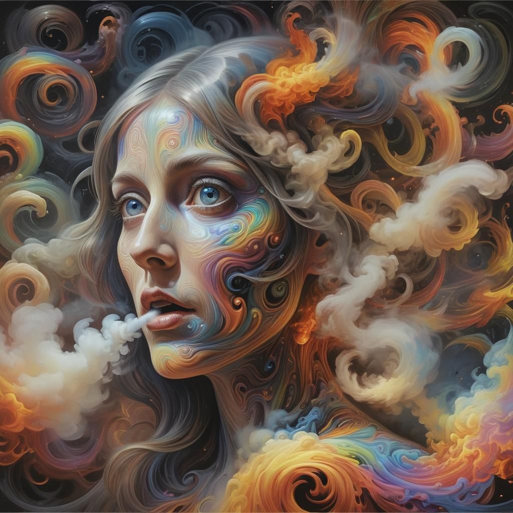 Surreal Gaze in Tenebrism Style with Optical Illusion