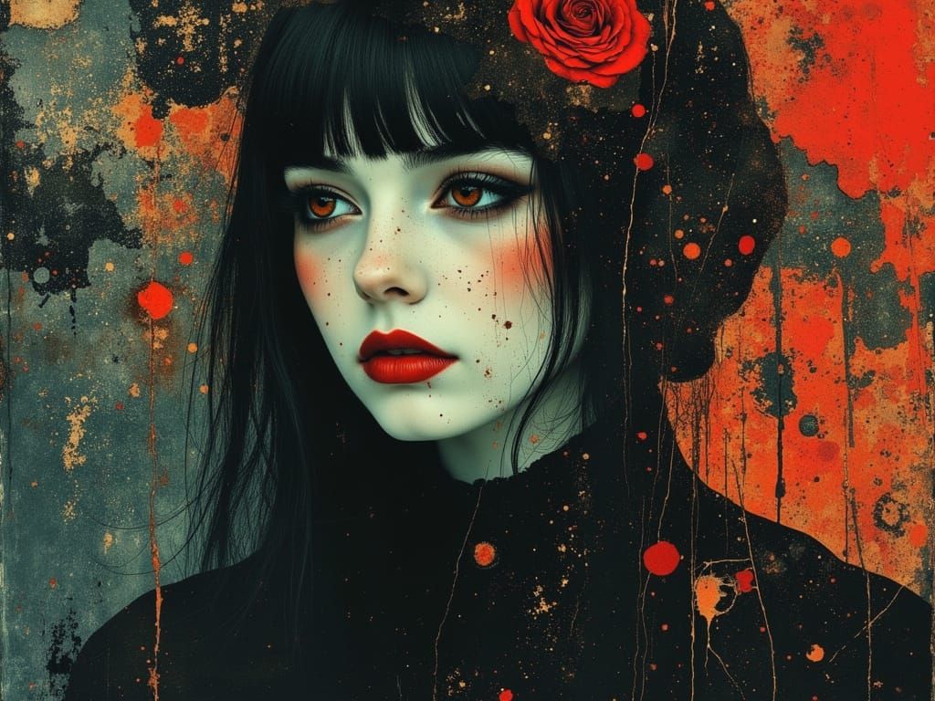 Gothic Woman Embodies Grief in Surreal Dreamscape