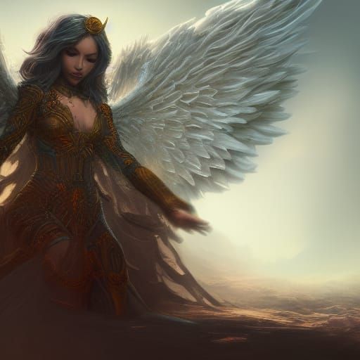 Angelic Dog in Detailed Matte Painting