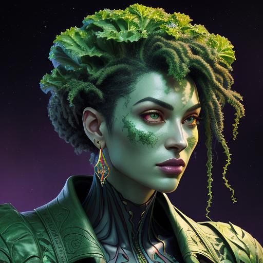 Hyperrealistic Man with Space Kale Splash Art