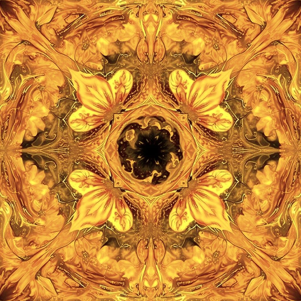 Hyperrealistic Yellow Liquid Metal: Order vs Chaos