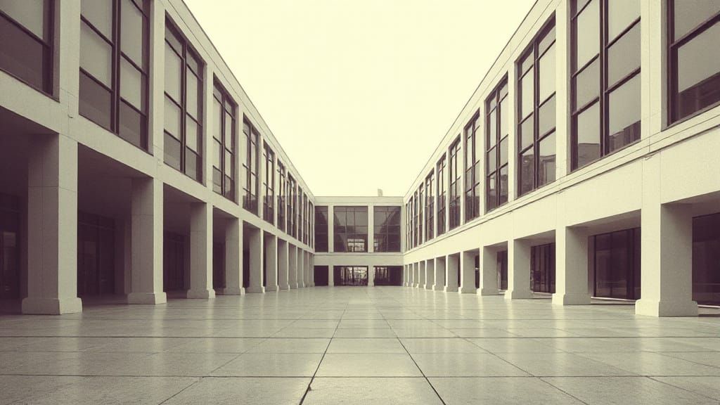 Minimalist Bauhaus Art in False Perspective