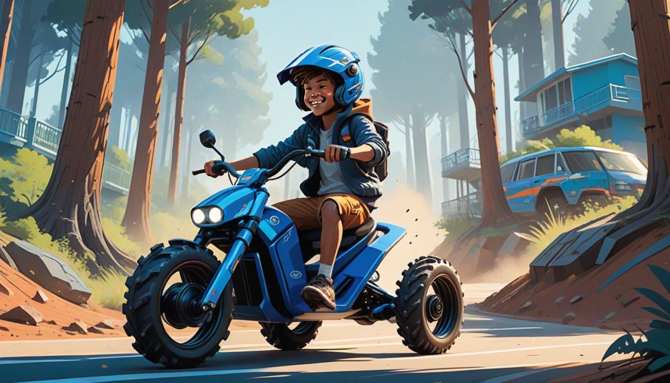 Boy Cruises Down Road on Customized Tricycle