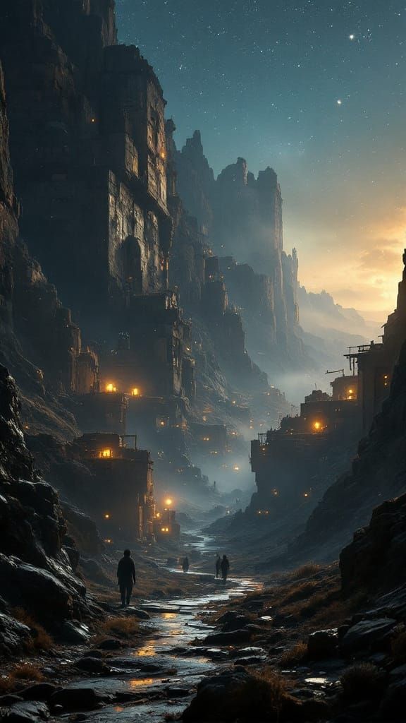 Galaxy's Edge Colony in Vintage Film Style