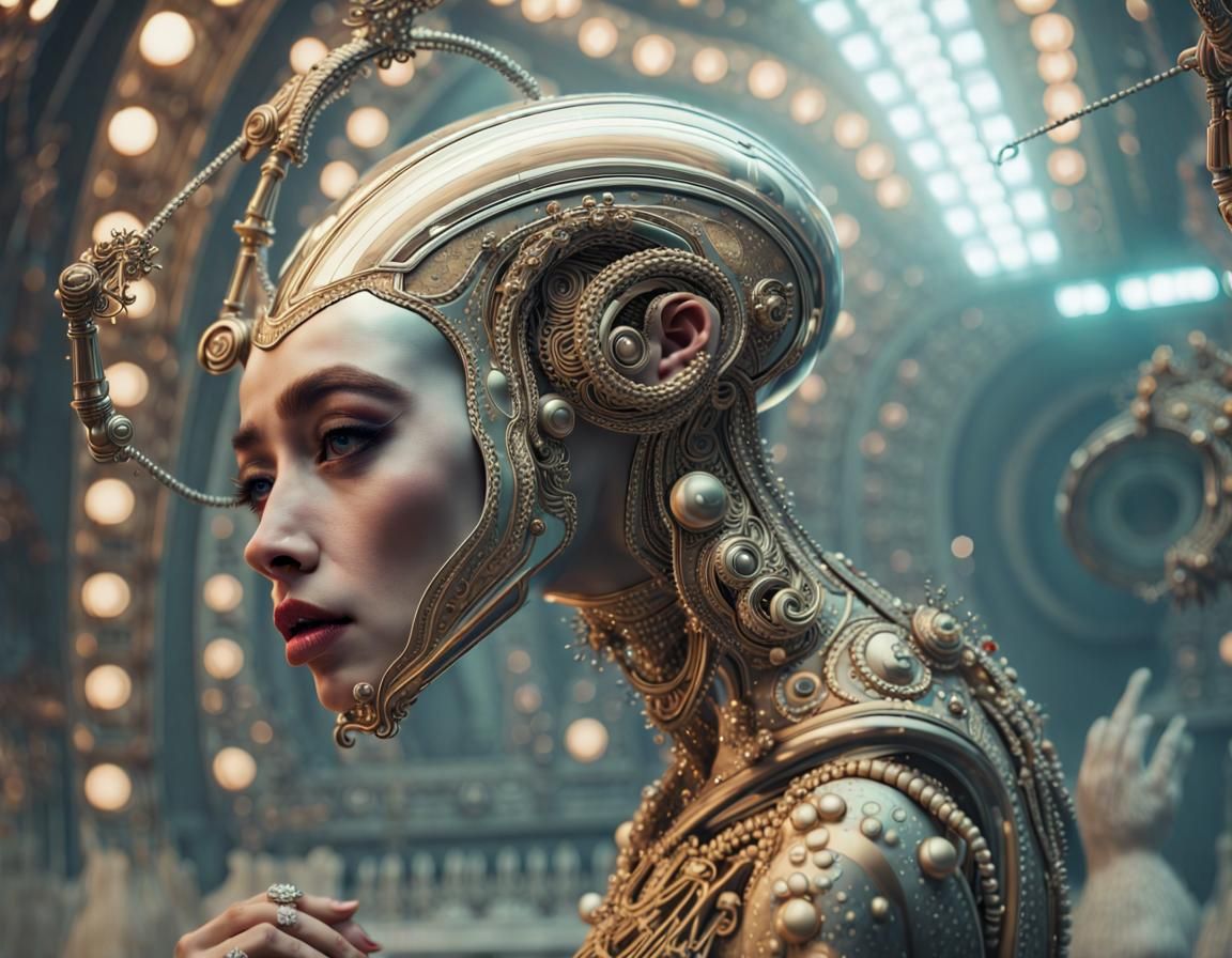 Futuristic Opera Fashion Show in Hyperrealistic Style
