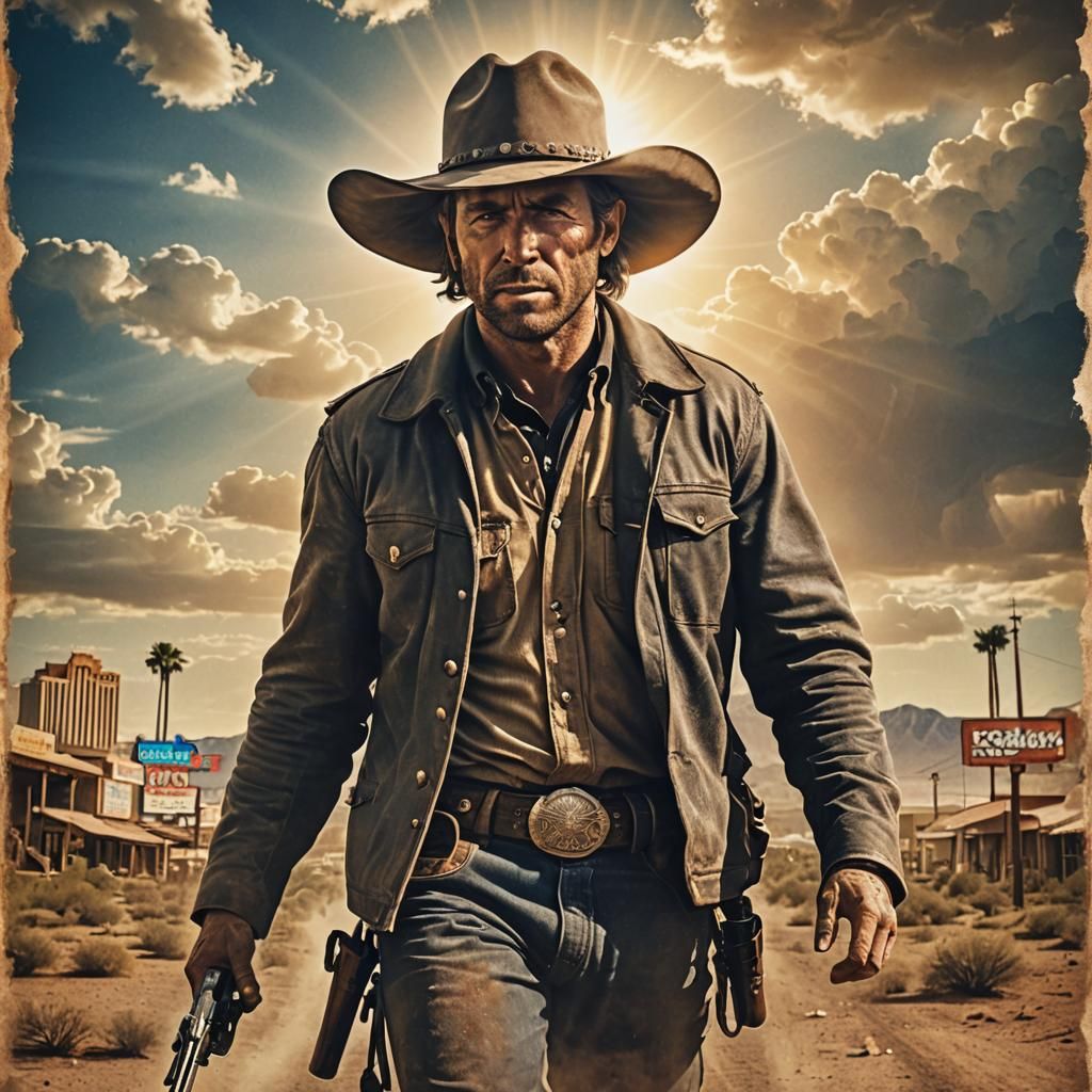 Epic Cowboy in Post Apocalyptic Vegas Movie Poster