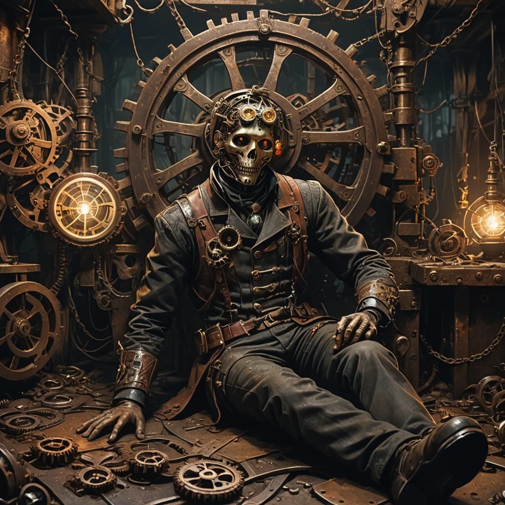 Steampunk Corpse in Dim Basement Concept Art