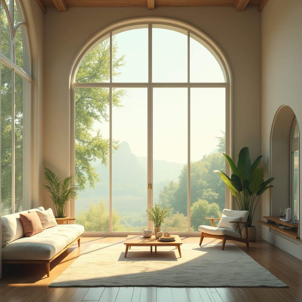 Heavenly Castle Living Room in Ethereal Digital Art Style