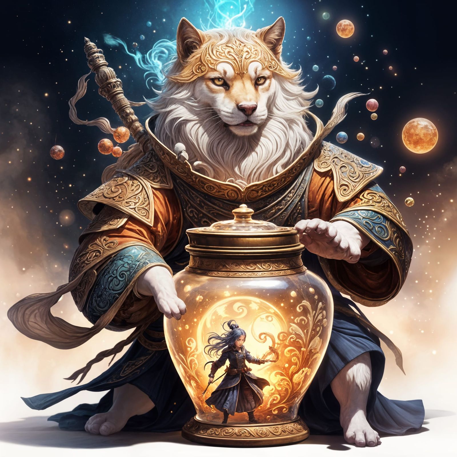 Fantastical Jar: Detailed Matte Painting in Deep Color