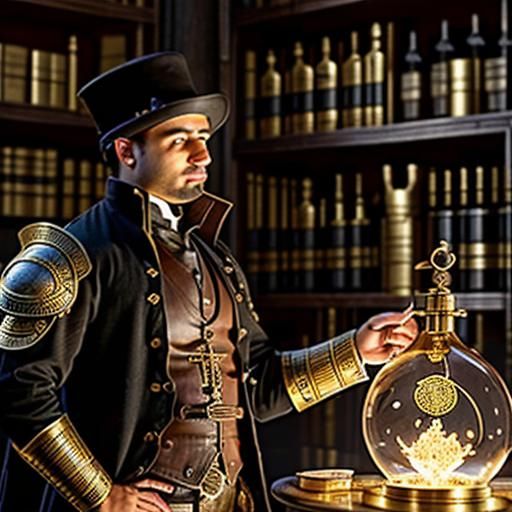 Steampunk Alchemist in Victorian Era Setting