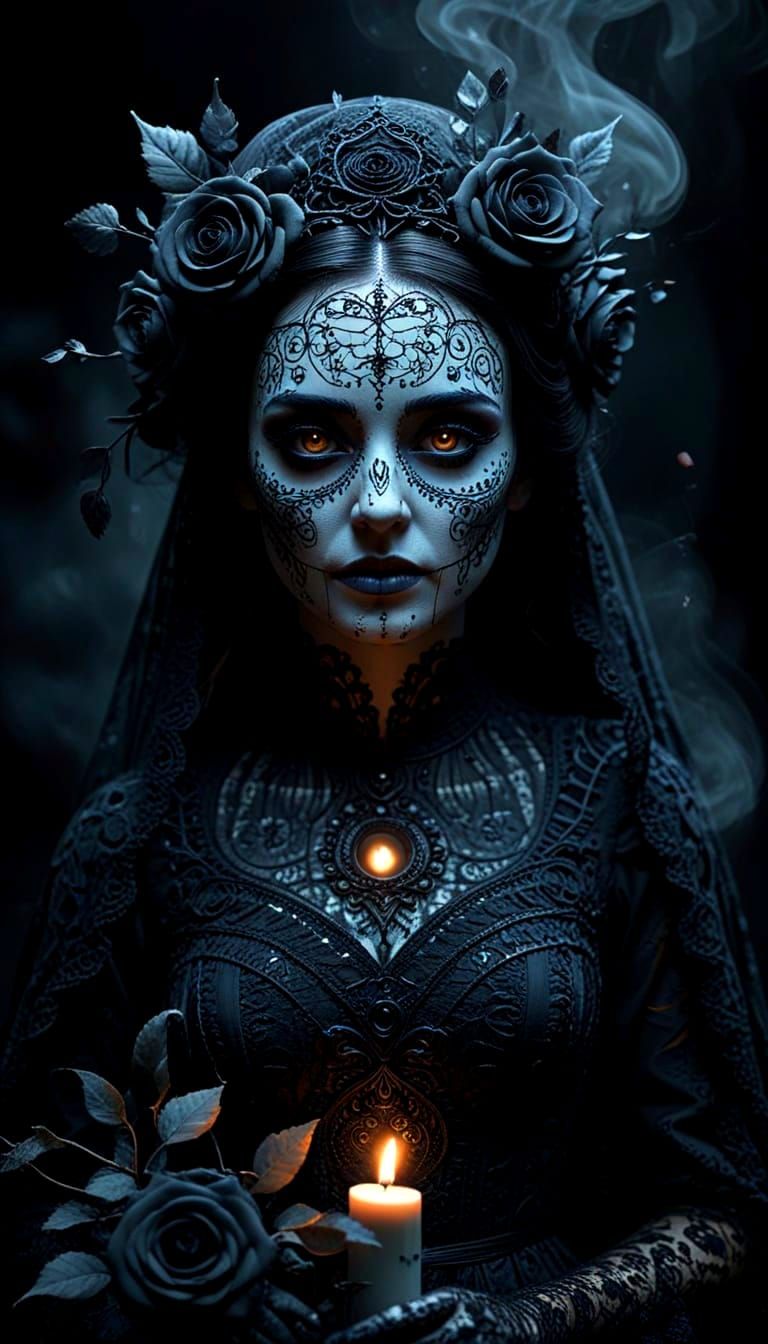 Ethereal Bride in Dark Gothic Splendor