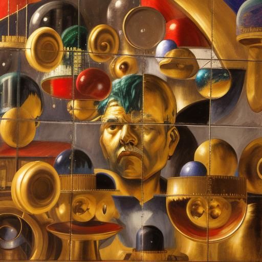 Penny-Farthing Bicycle at Traffic Light in Expressionist Sty...