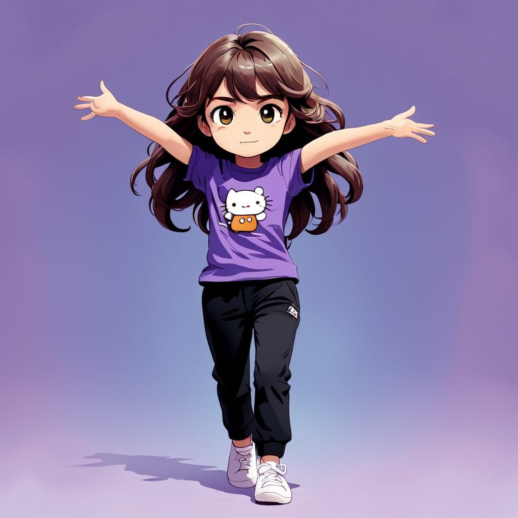 Vibrant Chibi Girl in Playful Cartoon Style