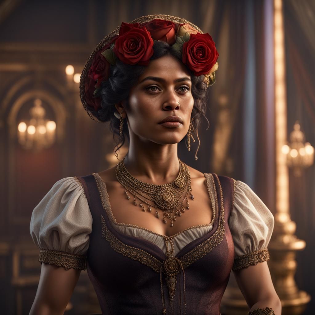 Amerindian Woman as Rose from Titanic: Hyperrealistic Portra...