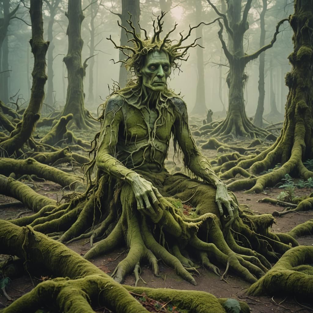 Dreamlike Forest Scene in a Surreal Style