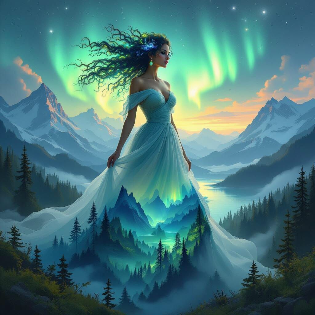 Planet Earth as Serene Woman in Digital Painting