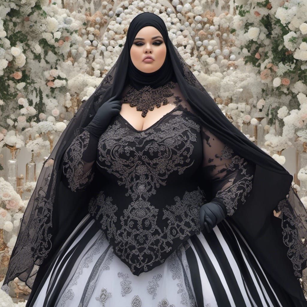 Plus-Size Woman with Niqab in Dark Style