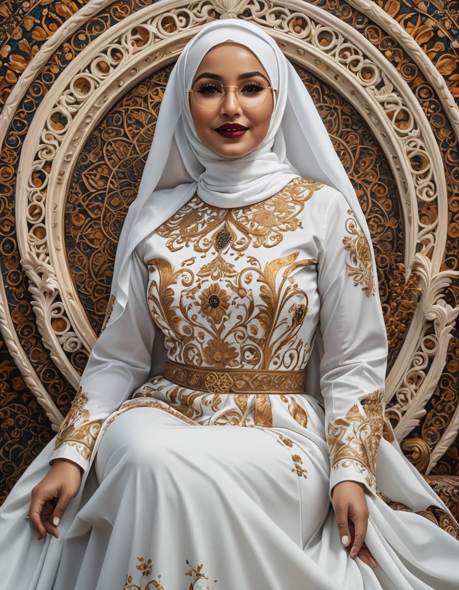 Psychedelic Pop Art Portrait of Woman on Throne