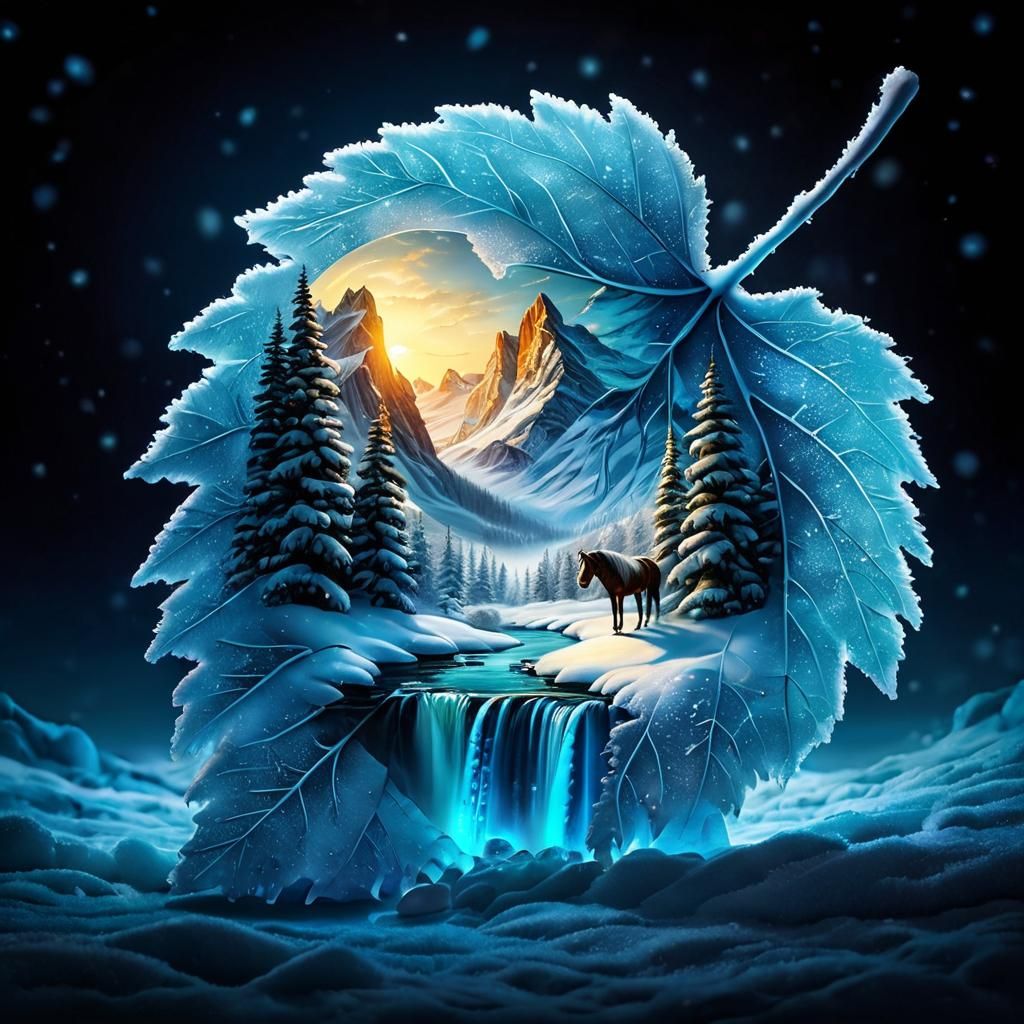 Luxurious Winter Wonderland: Majestic Horse in Frosty Rocky....