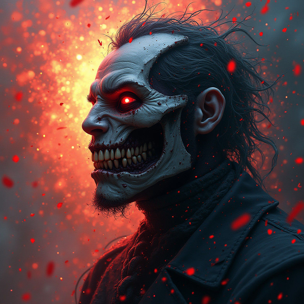 Dramatic Grimdark Portrait in Hyperrealistic Splash Art
