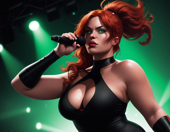 Sultry Comic Book Art of a Redheaded Siren on Stage