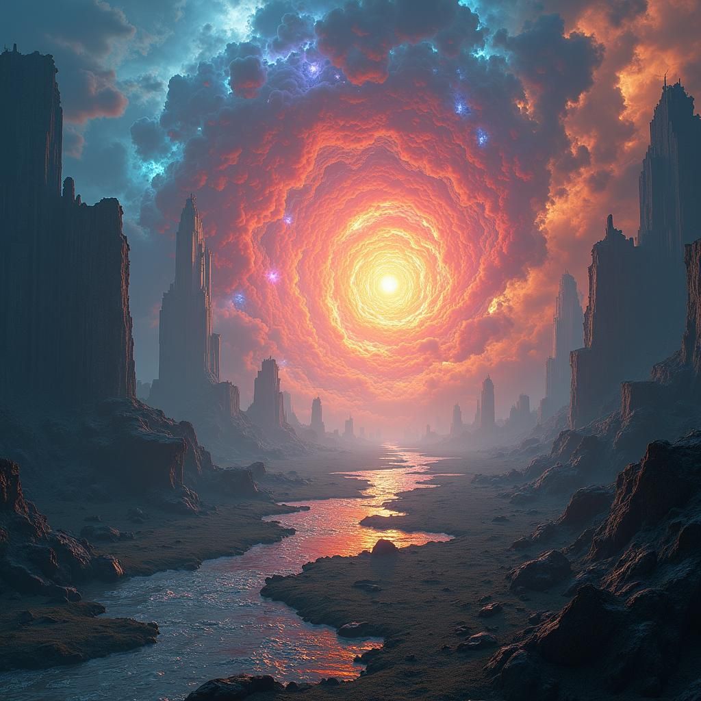 Iridescent Energy Core Depicts Quantum Decay