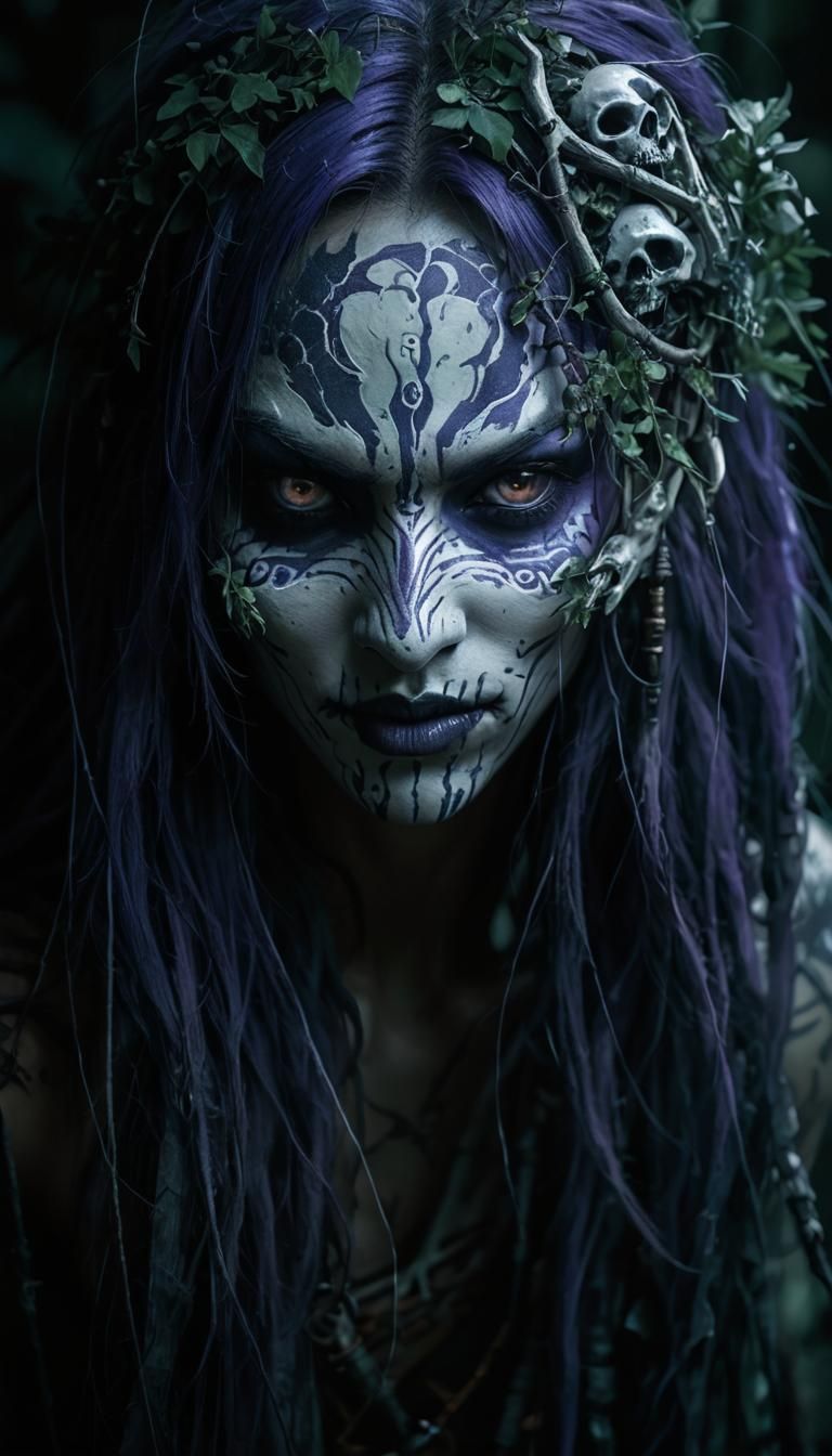 Anime Shaman Warrior in Enchanted Forest, Ghibli Style