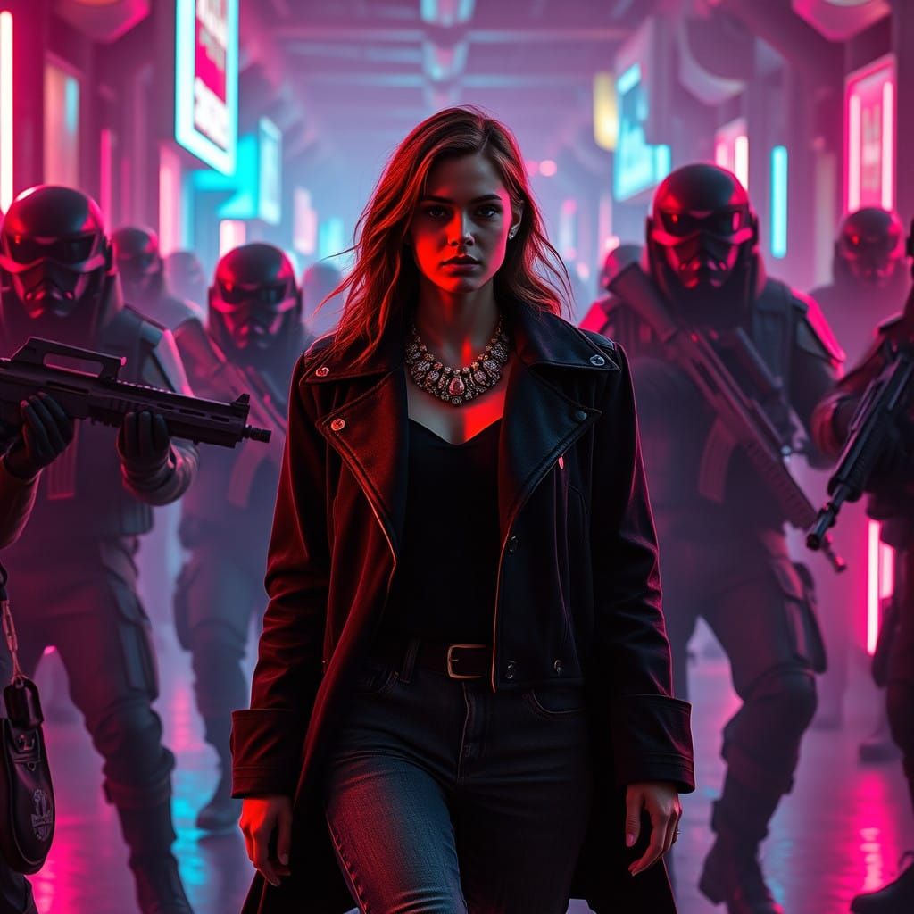 Robotic Warriors Clash in Neon-Lit Tunnels